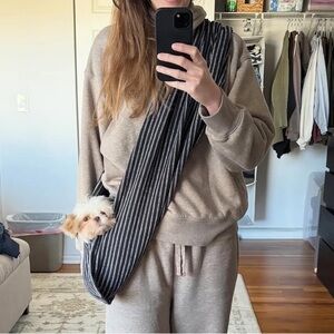 Walking Palm 100% Organic Pet Sling Black & White Stripe Pattern Preowned